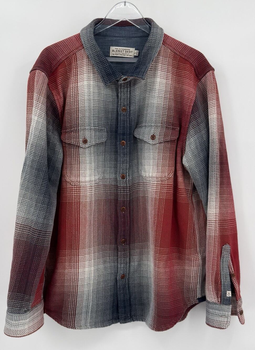 Outerknown Blanket Shirt Mens XL Red Plaid Heavyweight Flannel Overshirt Cotton